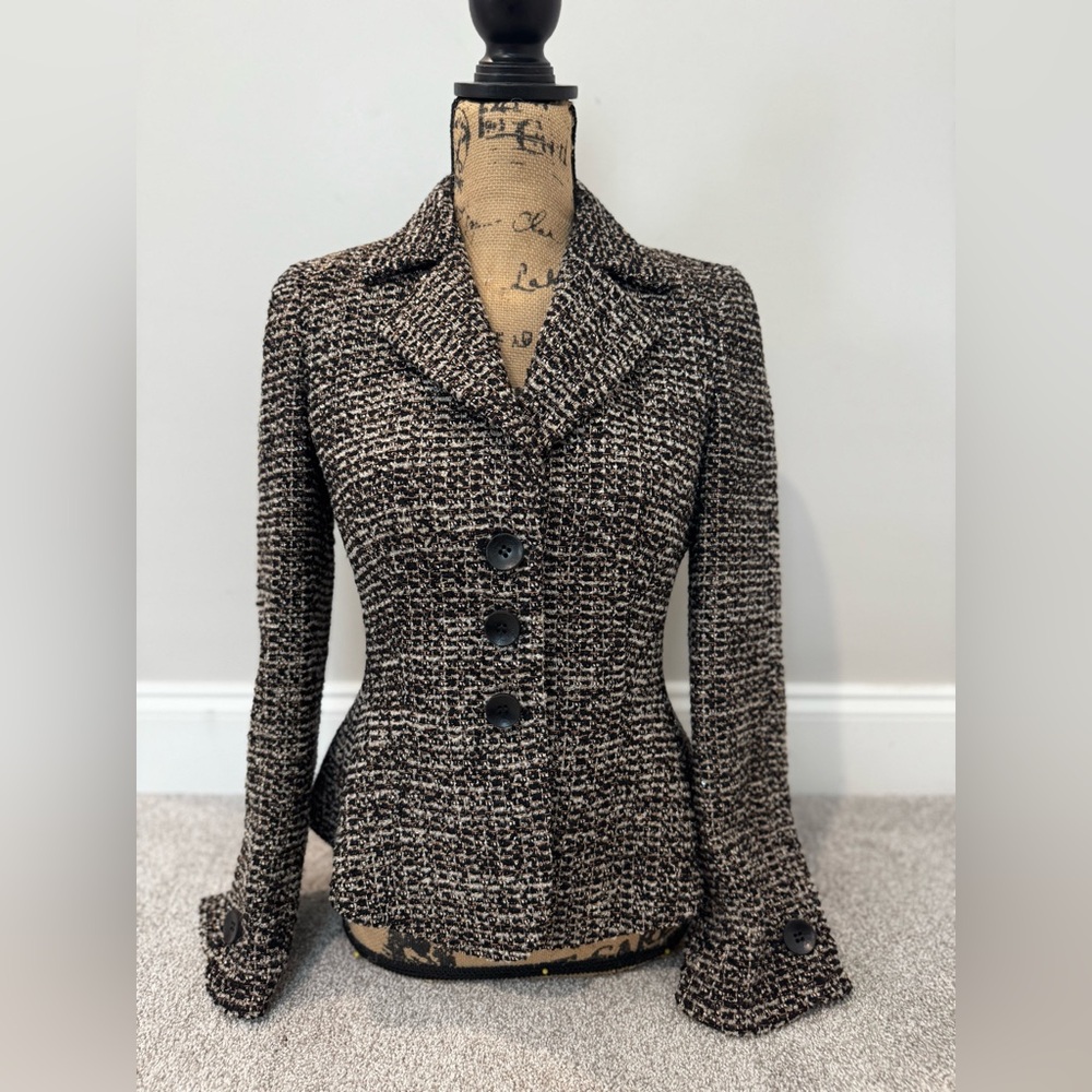 Armani Black Tweed 3-Button Women’s Blazer – Size 4 – Made in Italy